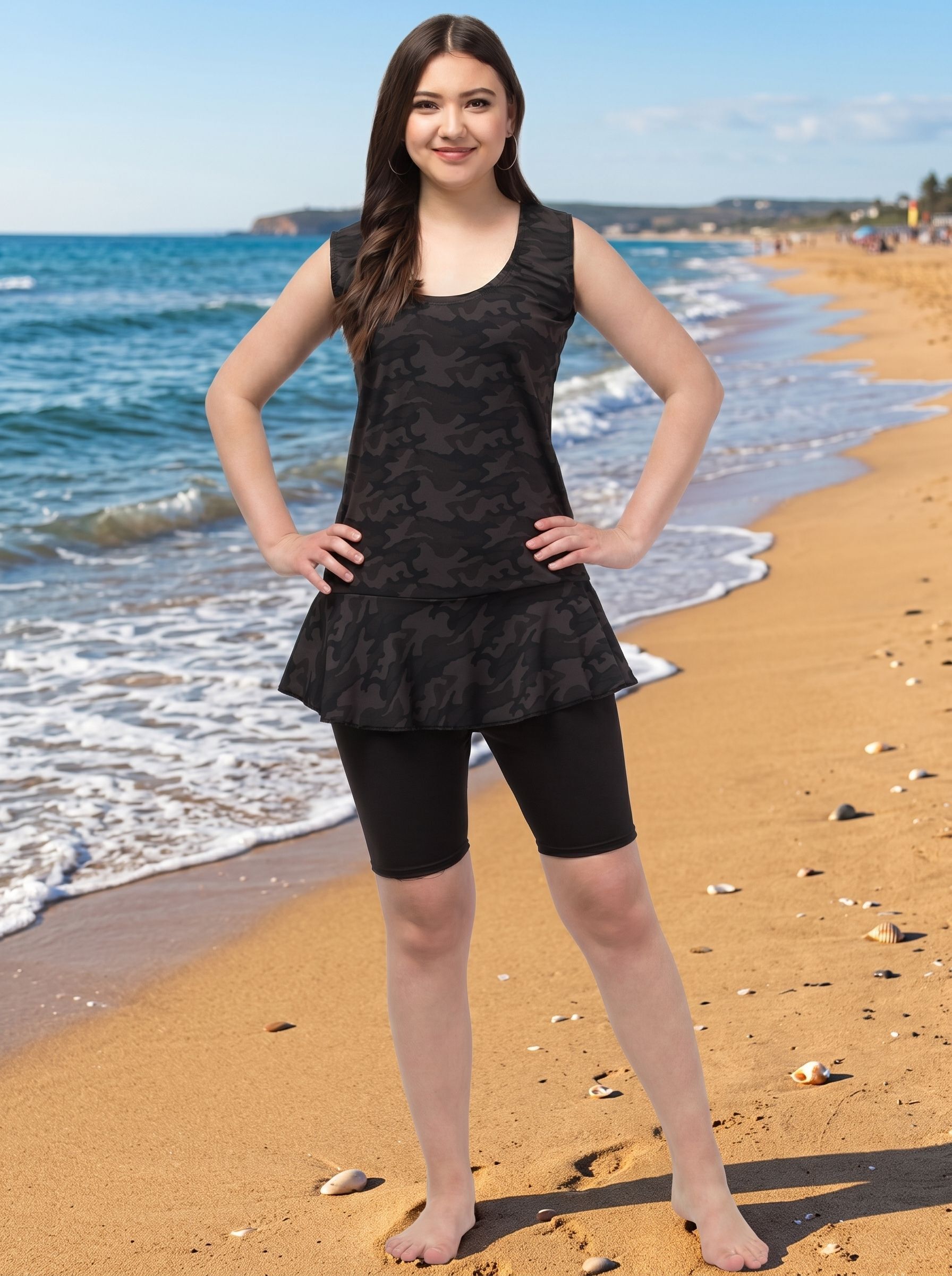 Swimsuit with attached shorts Printed Women Swim-dress Multicolor Swimsuit-image-32