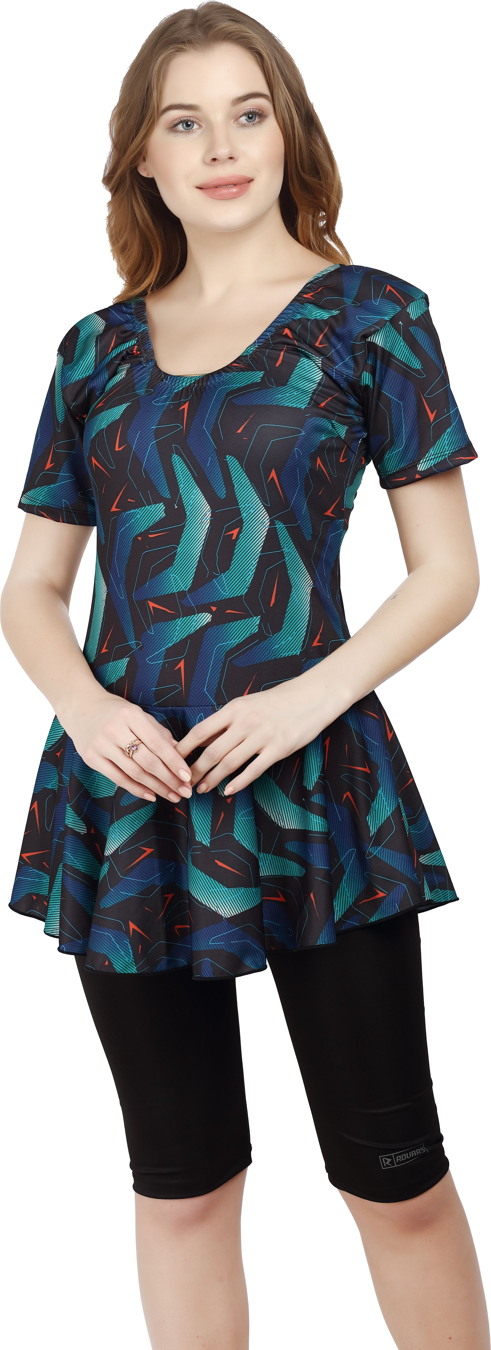 rovars Geometric Print Women Green Swimsuit-picture-29