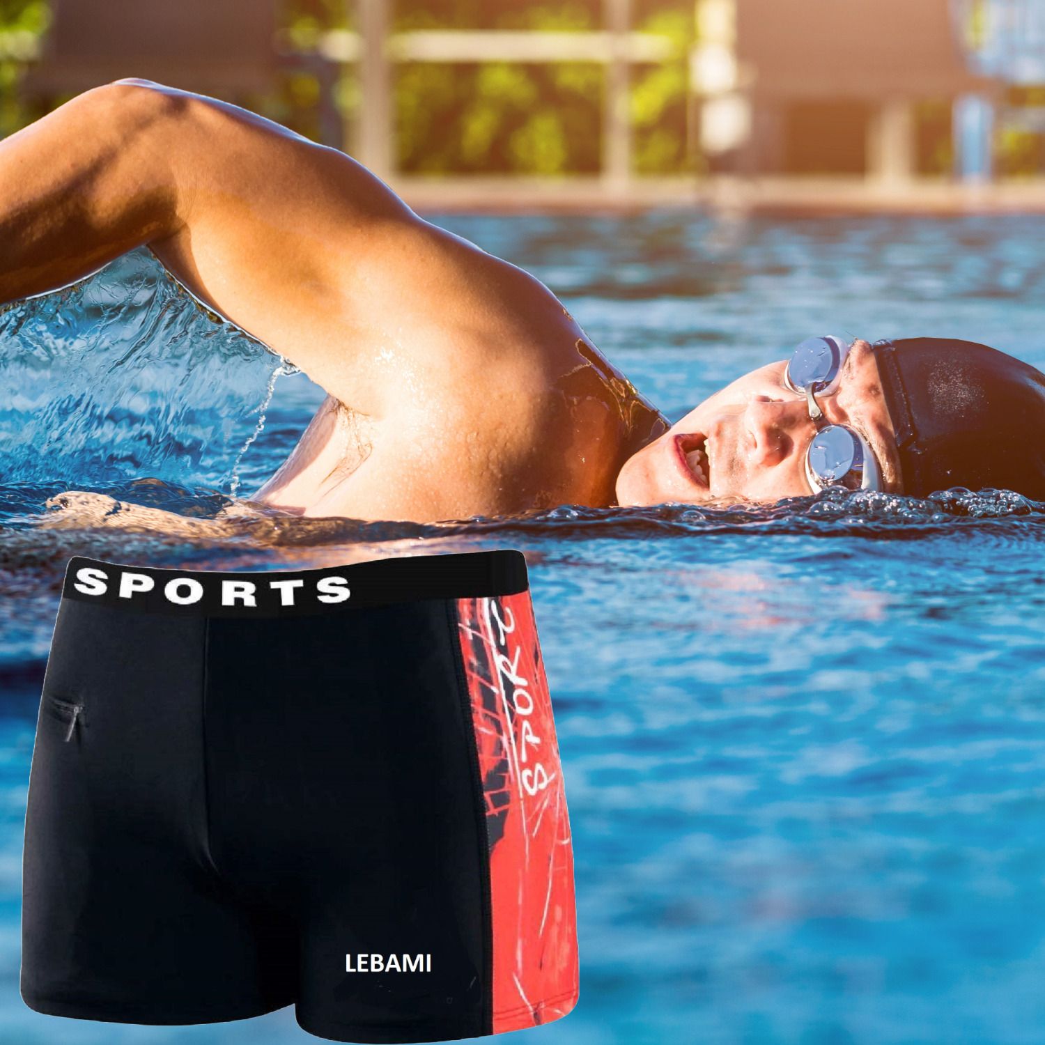 Printed Swimming Shorts Trunk Swimsuit Swimming Costume for Men Printed Men Trunk Red Swimsuit-image-3