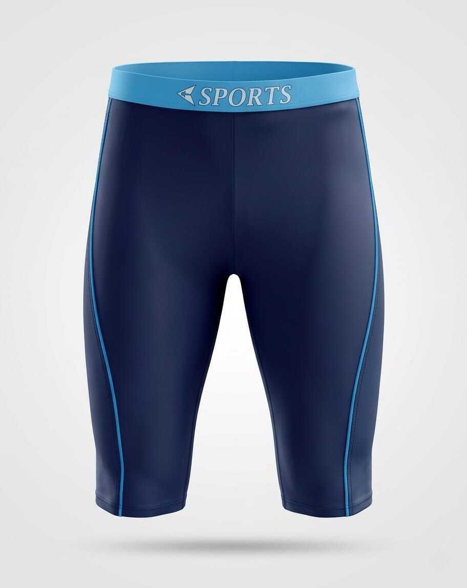 Men's Professional Compression Sport Shorts Solid Men Swim Bottom Blue Swimsuit-image-48