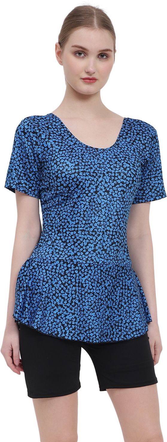 Women Swimming Costume One piece Swimming Dress Printed Waterpark Beach Printed Women Swim-dress Blue Swimsuit-image-24