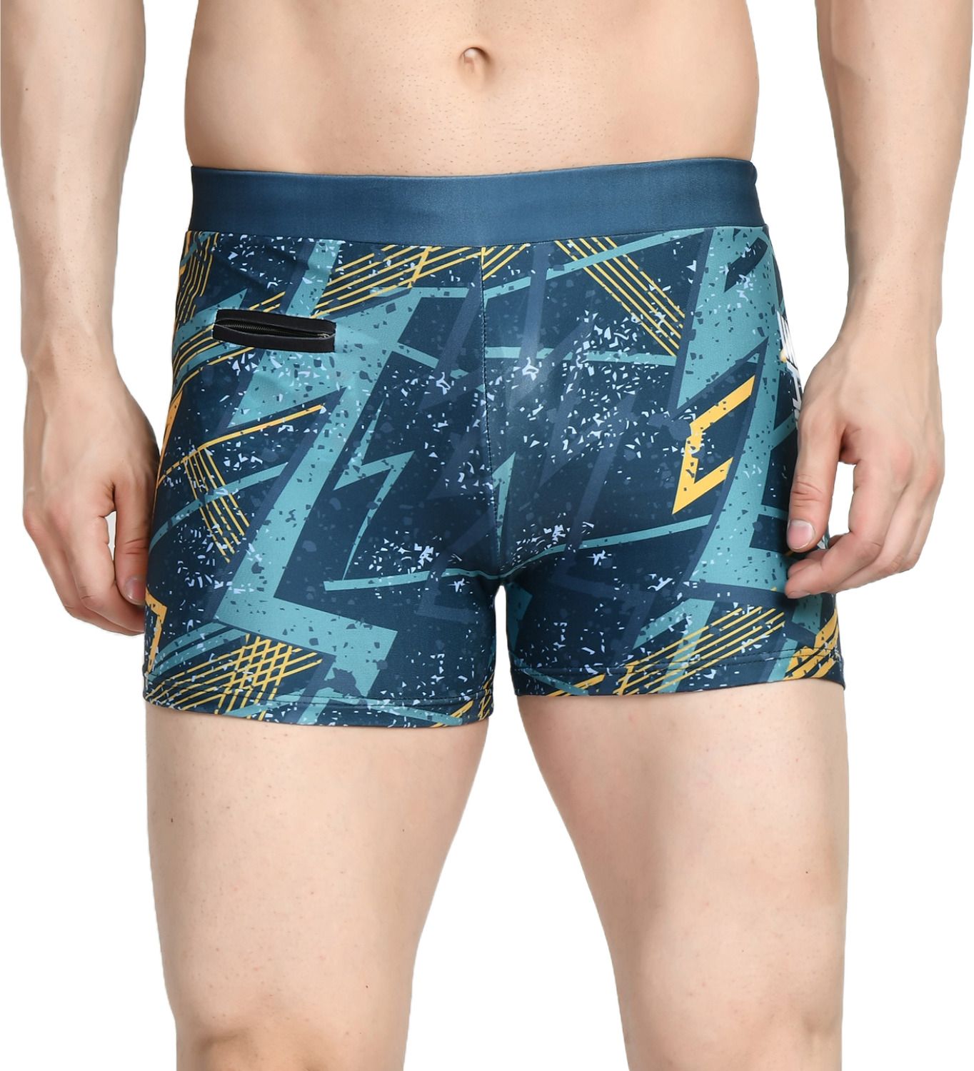 lebami Black Printed Swimming Shorts Trunk Swimsuit Swimming Costume for Men Self Design Men Trunk Yellow Swimsuit-picture-11