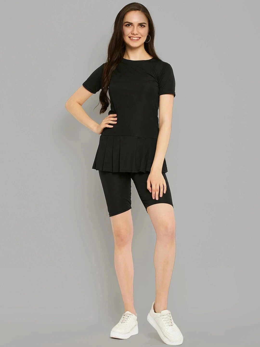 Gorgeous Moment Solid Women Swim-dress Black Swimsuit