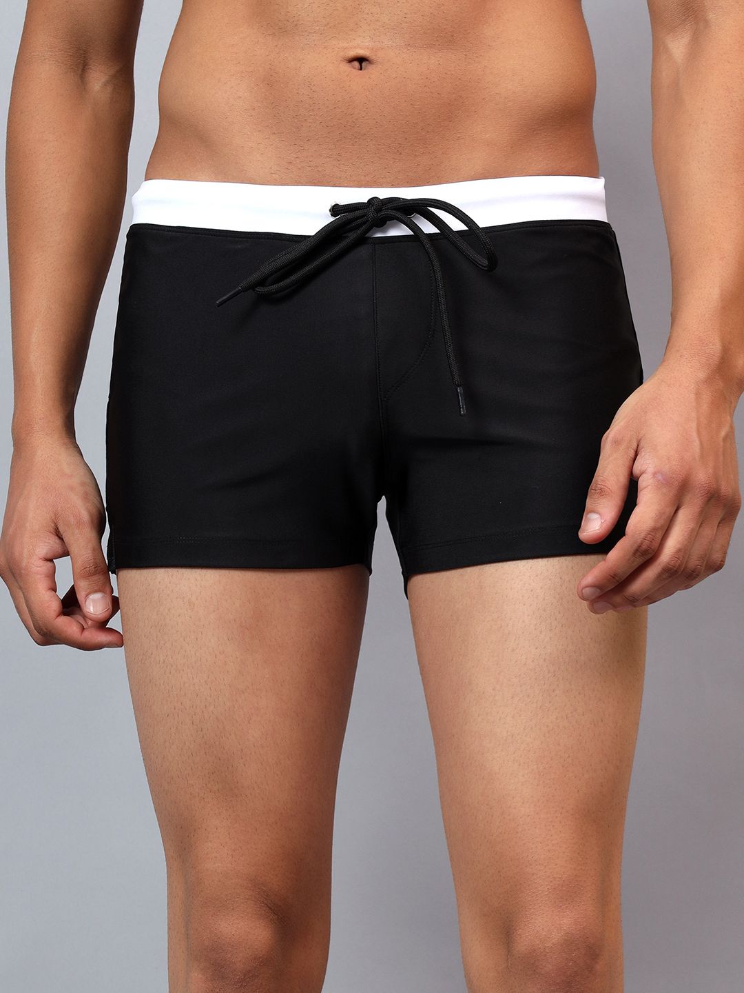 la intimo Arctic Swim Trunks with contrast waistband and pocket details Solid Men Swim Bottom Black Swimsuit-picture-21
