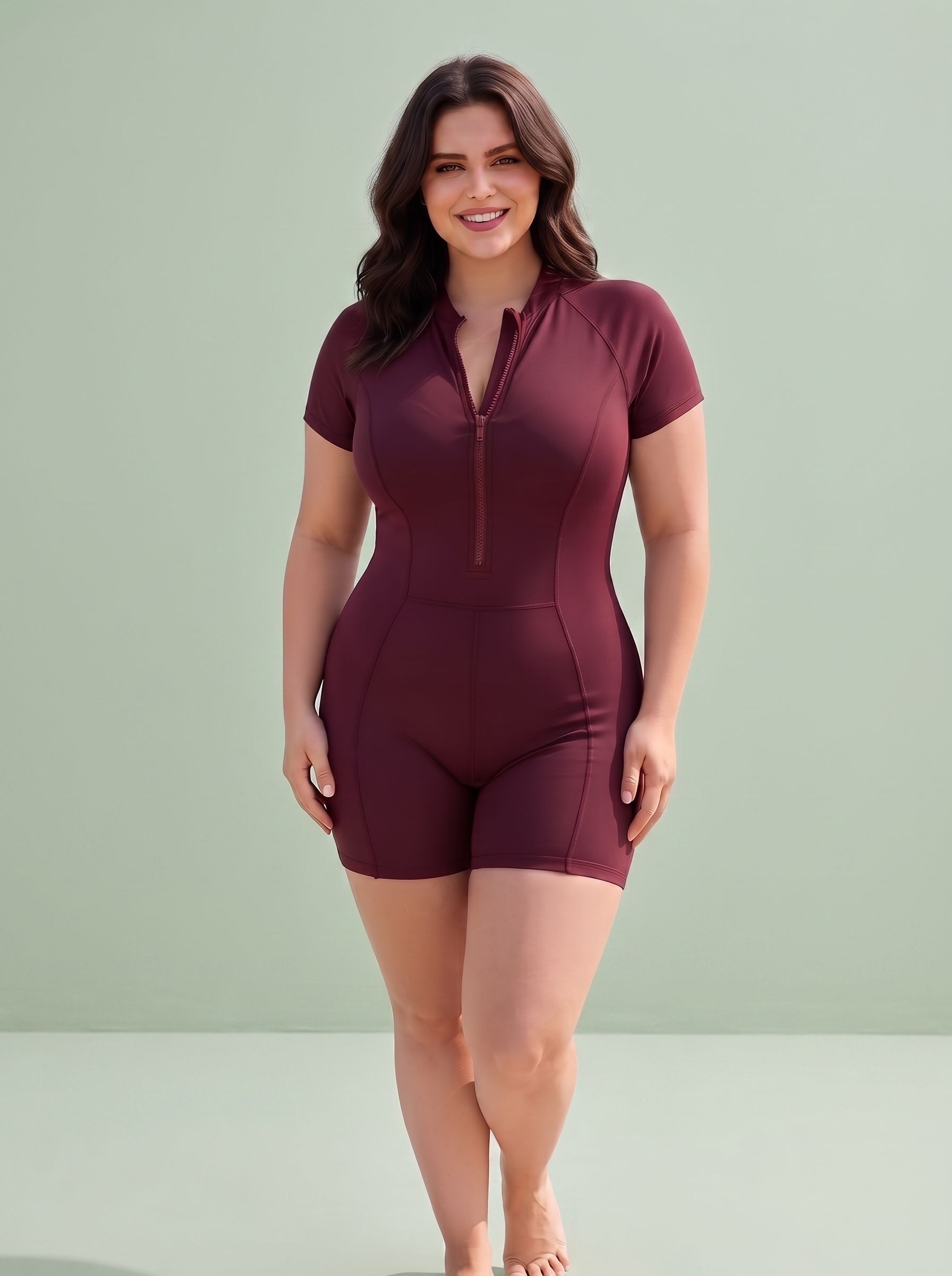 the klowt co Solid Women Swim-dress Maroon Swimsuit-picture-14