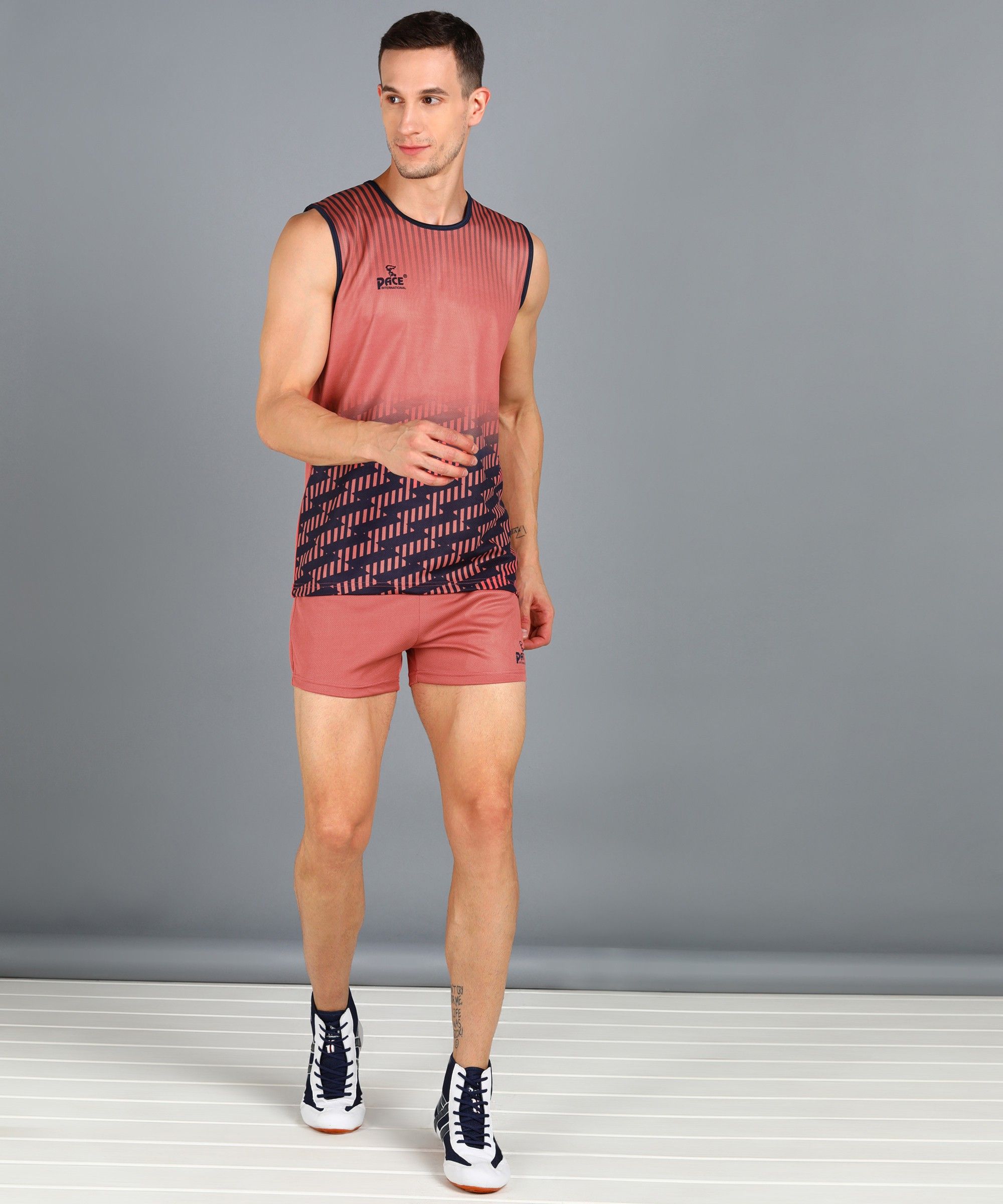 pace international Athletic Dress Printed Men Pink Swimsuit-picture-48