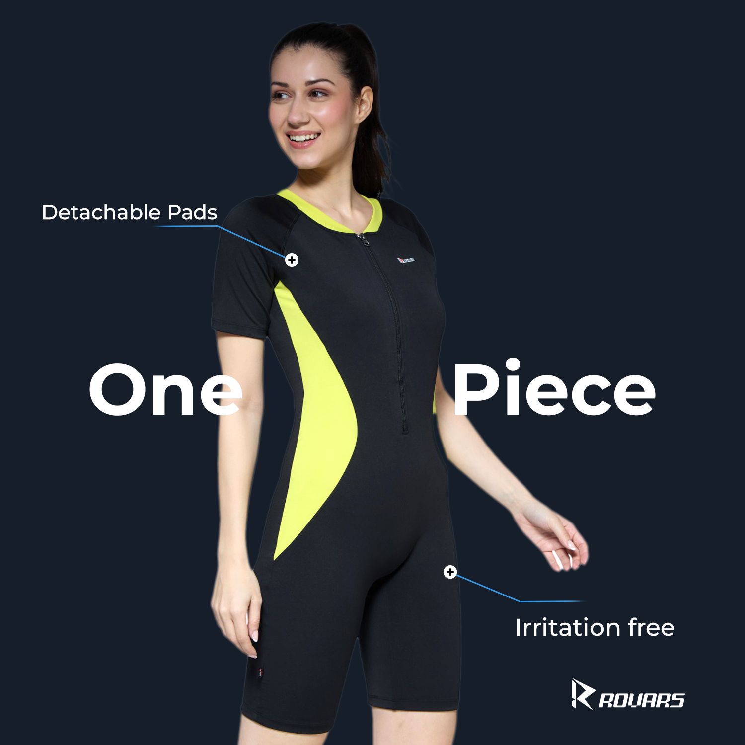 Solid Women Swim-dress Black, Yellow Swimsuit-image-24