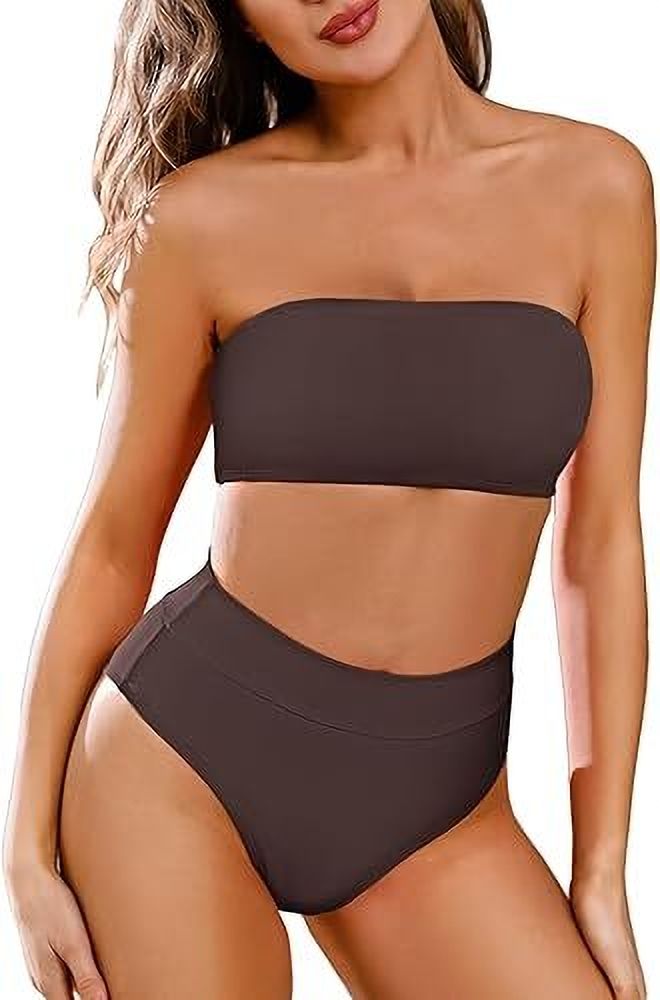 Solid Women Bikini Brown Swimsuit-image-49