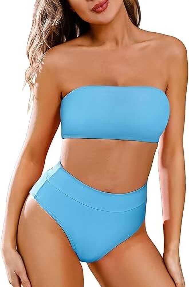 Self Design Women Bikini Light Blue Swimsuit-image-39