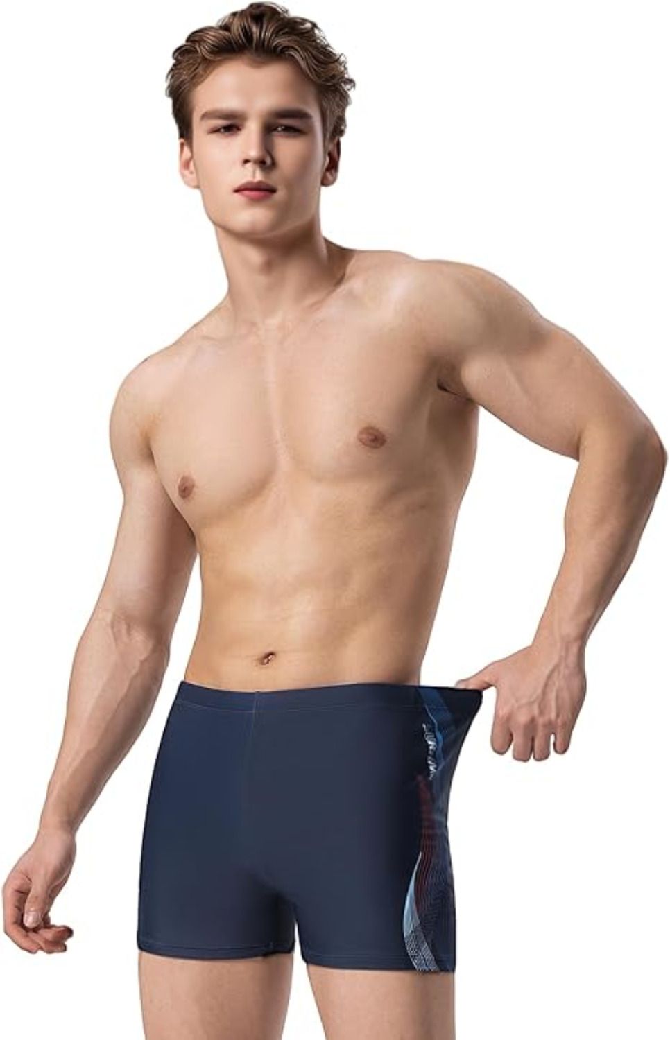 Quick Dry Swimming Shorts Jammers Swimsuit Swimming Costume for Men Printed Men Trunk Red, Black Swimsuit