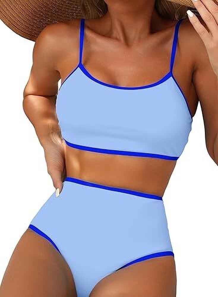 Solid Women Bikini Light Blue Swimsuit-image-1