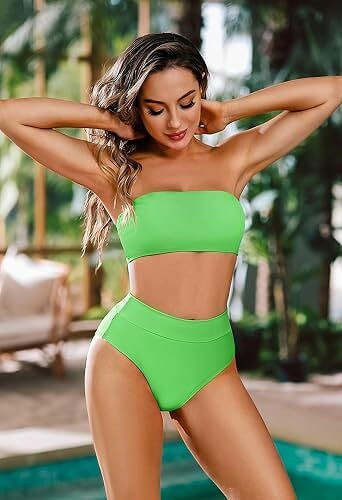Solid Women Bikini Dark Green Swimsuit-image-28