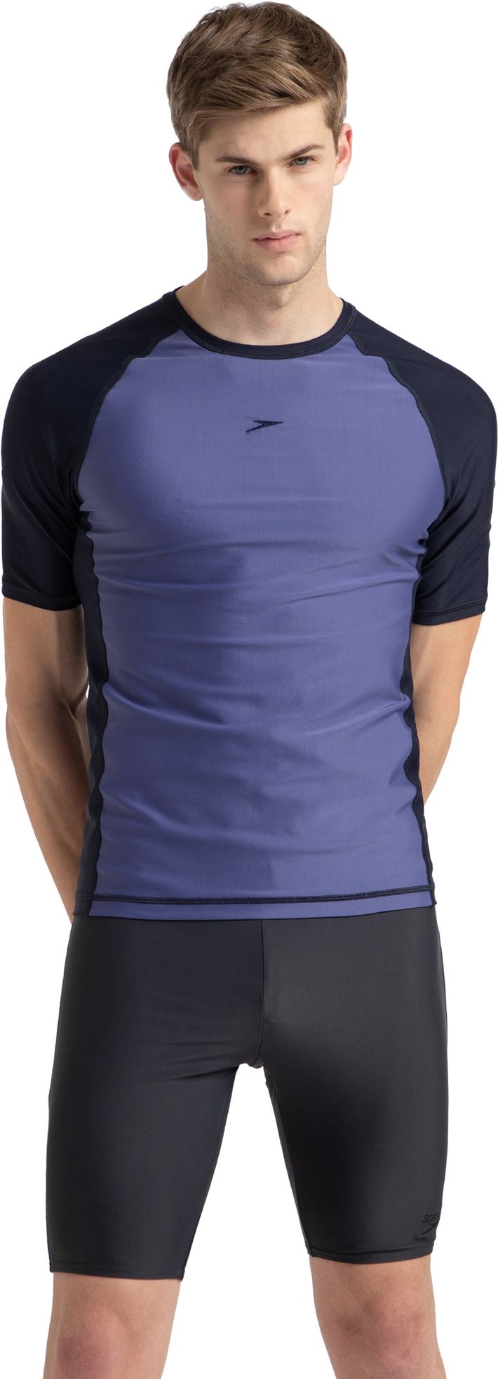 Solid Men Swim Top Blue Swimsuit