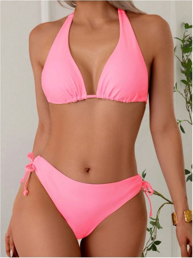 Woven Women Bikini Pink Swimsuit-image-15