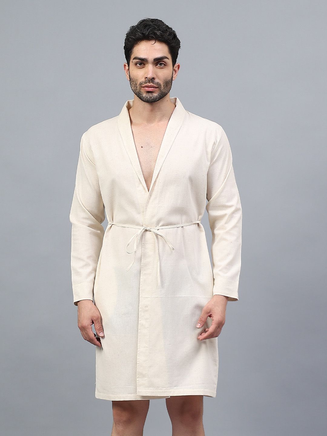 Sol Wrap Knee length Solid Men Swim Top Beige Swimsuit-image-38