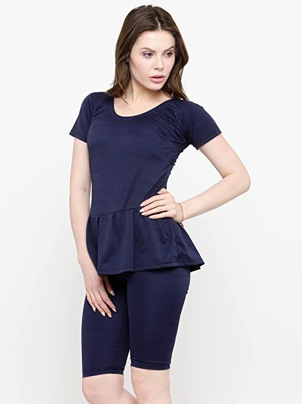 Solid Women Swim-dress Dark Blue Swimsuit-image-40