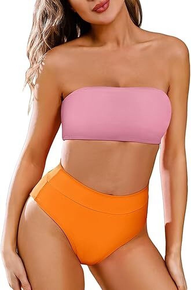 Self Design Women Bikini Pink Swimsuit-image-17
