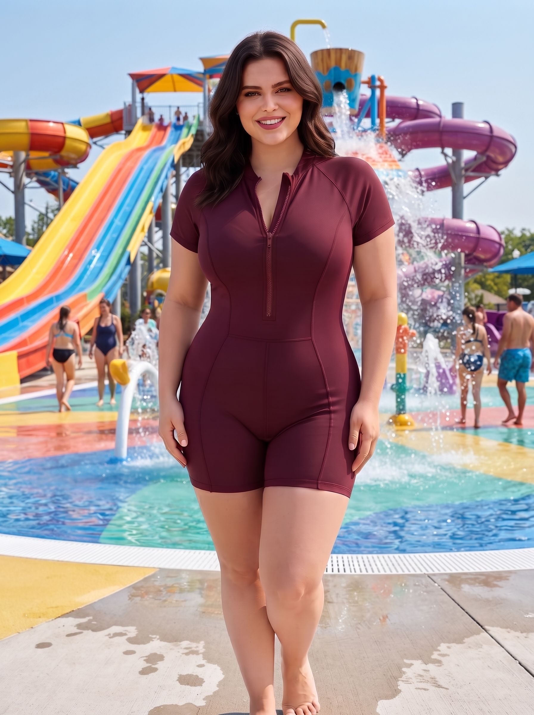 the klowt co Solid Women Swim-dress Maroon Swimsuit-picture-38