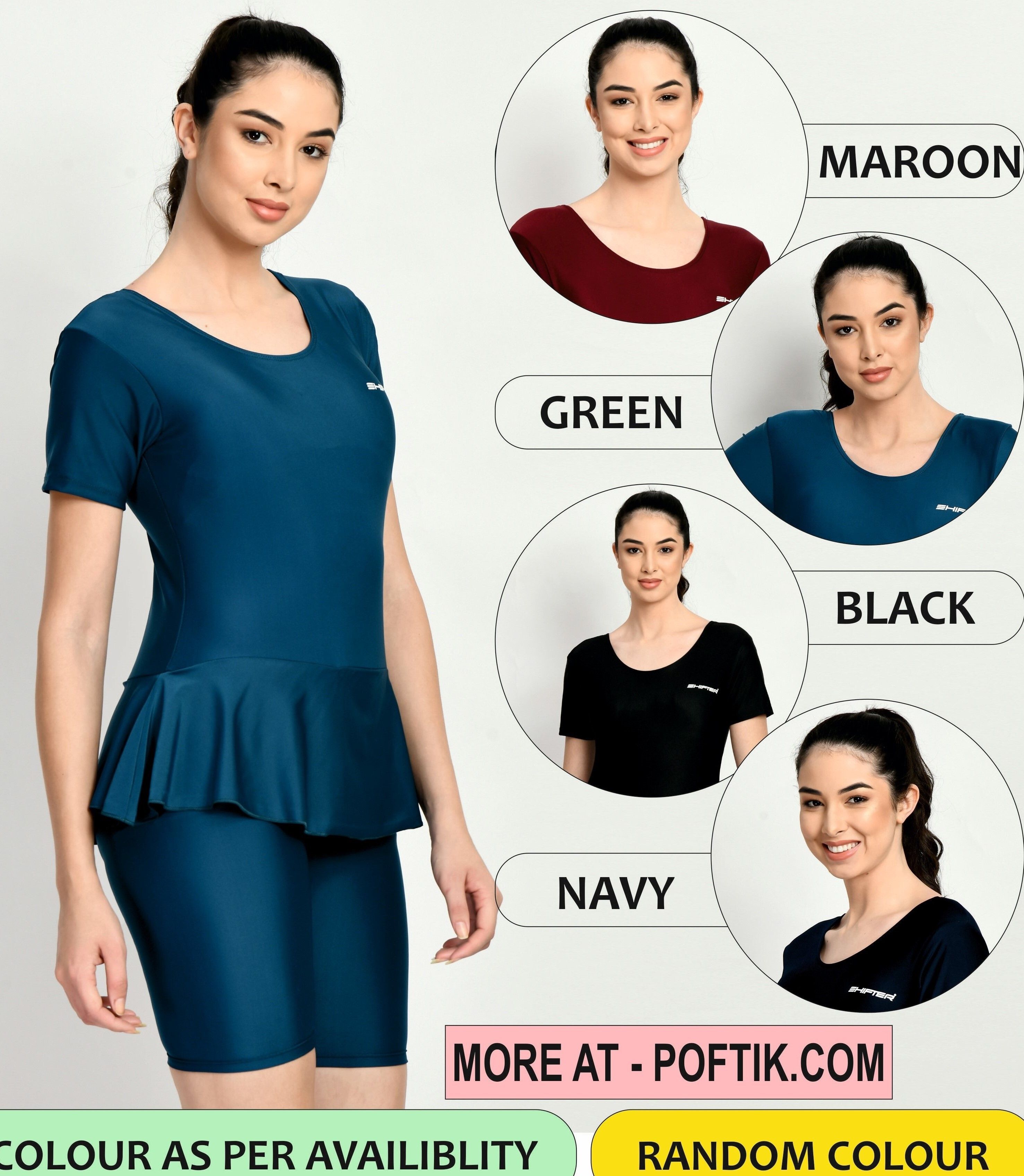 A - Line Solid Single Piece Swimwear/Swim Suit for Women with Attched Shorts Solid Women Swim-dress Multicolor Swimsuit-image-49