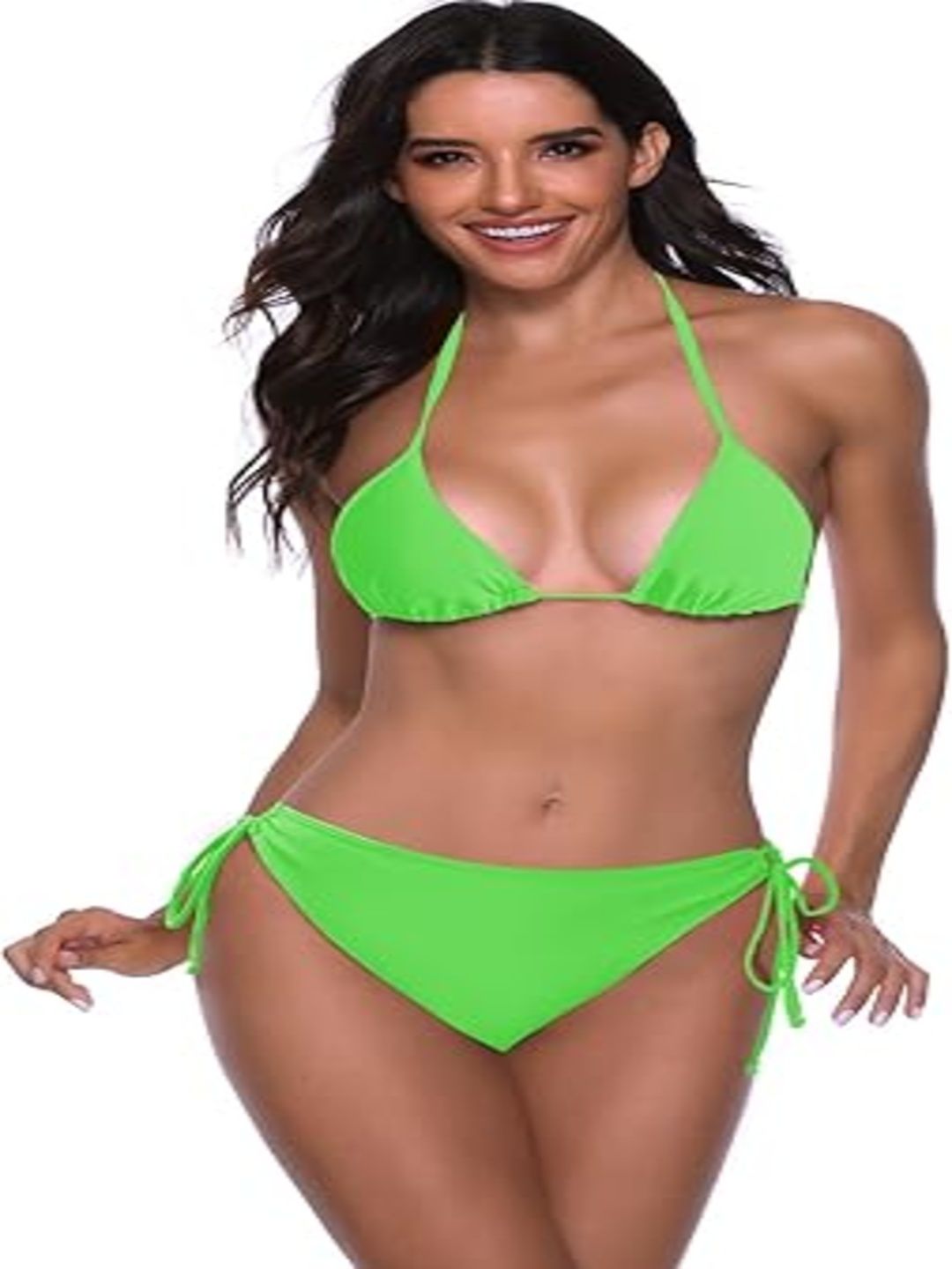 swibona Self Design Women Bikini Green Swimsuit-picture-45