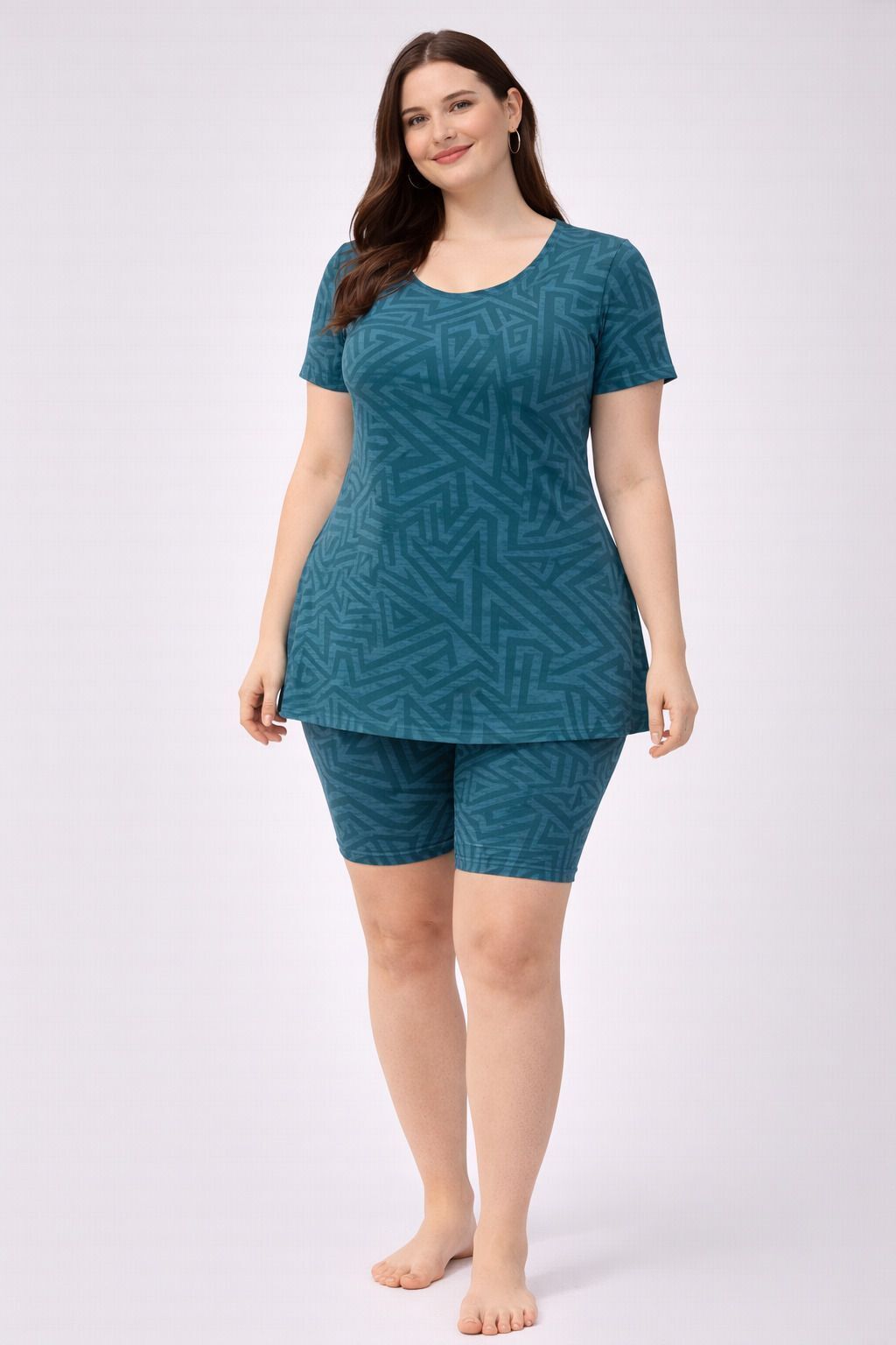 Women Printed Swim Dress with Short Self Design Women Swim-dress Multicolor Swimsuit-image-39