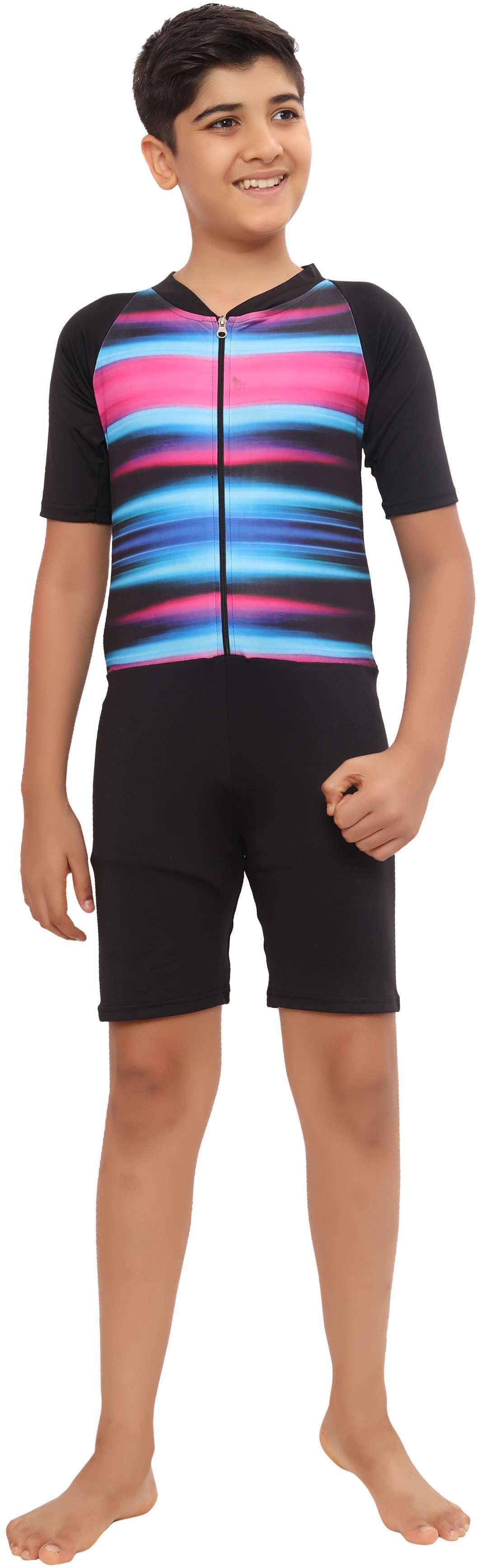 bosky Polyester Lycra Versatile Swimwear, 4-Way Stretch, Non-Fadeable Print Printed Men Swim-dress Black Swimsuit-picture-20