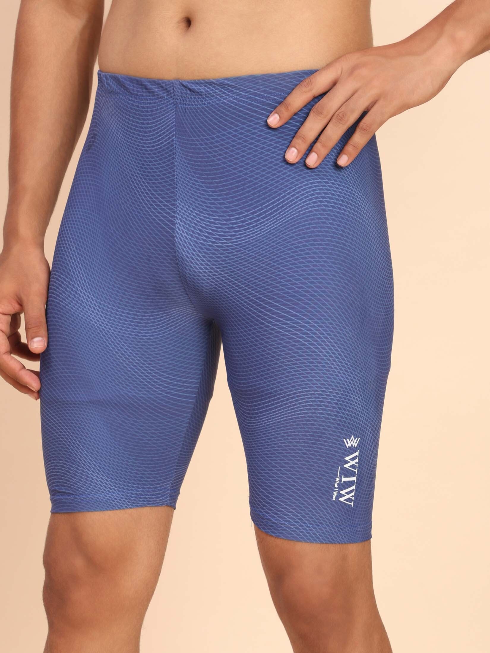 Quick Dry printed swimwear jammer for men,Swim Shorts for Training, Racing Printed Men Swim Bottom Blue Swimsuit