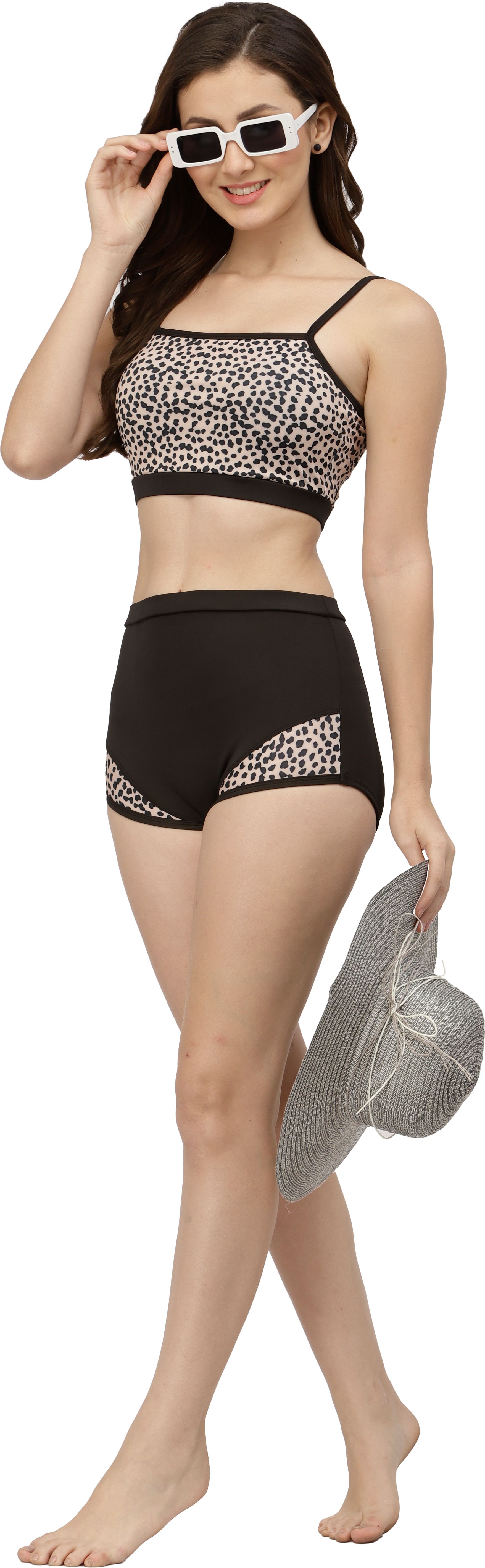 CUKOO Animal Printed Black Swim Bottom Polka Print Women Swim Bottom Black Swimsuit-image-38