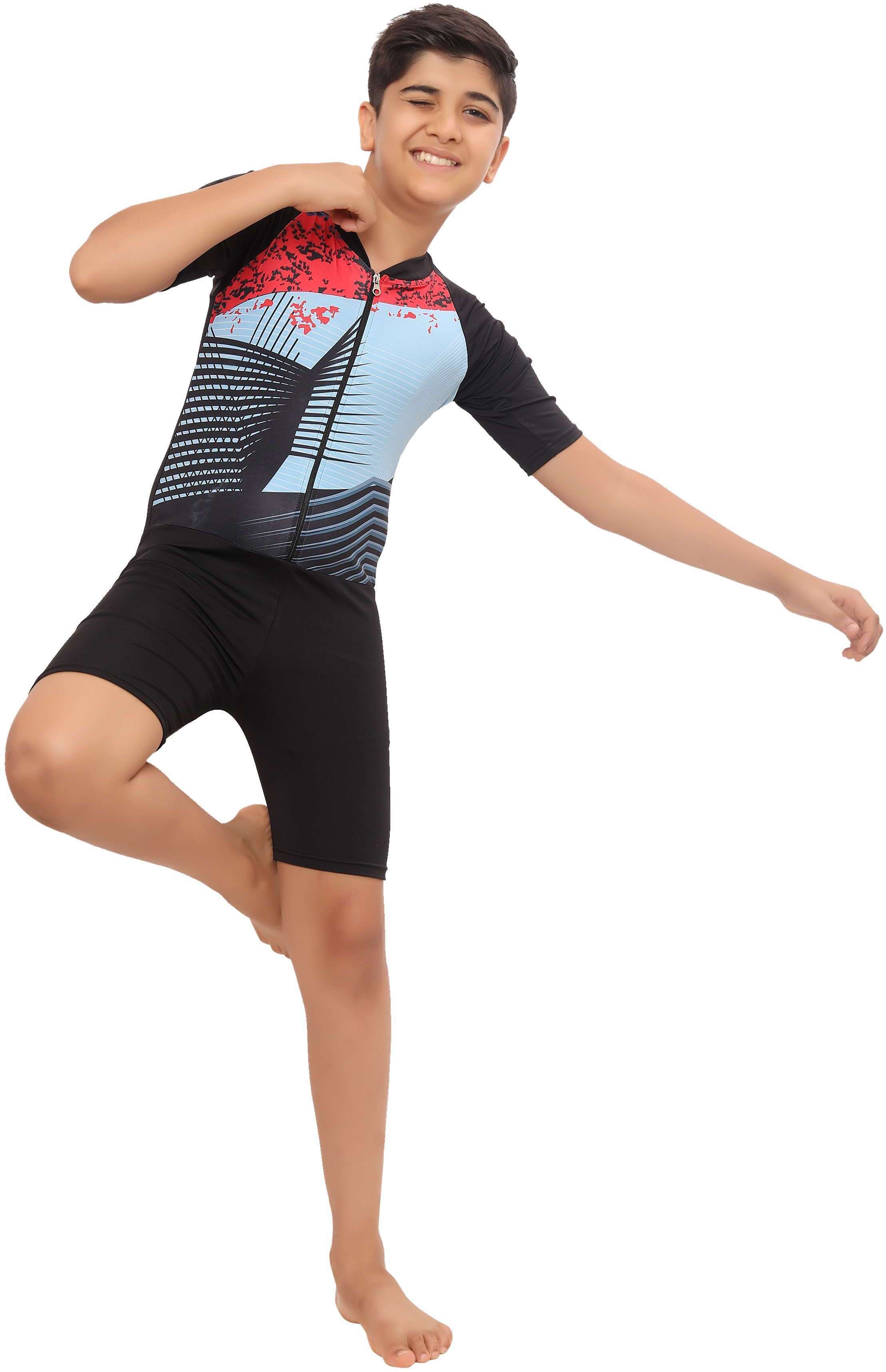 bosky Multifunctional Skating Suit and Swimwear - Swim Suit Printed Men Swim-dress Black Swimsuit-picture-14