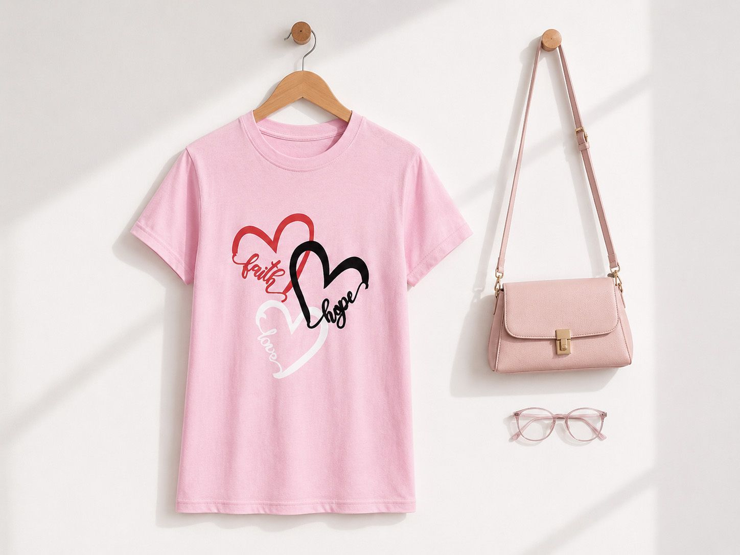 fabflee Women Solid Round Neck Cotton Blend Pink T-Shirt-picture-38