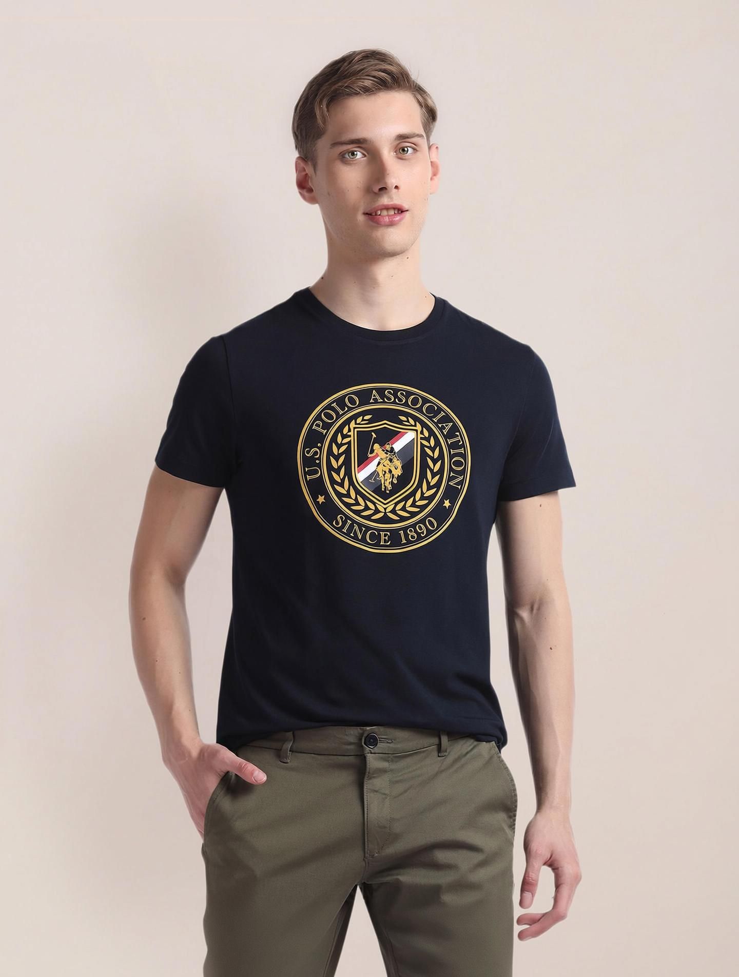 u.s. polo assn. Men Printed Round Neck Pure Cotton Blue T-Shirt-picture-22