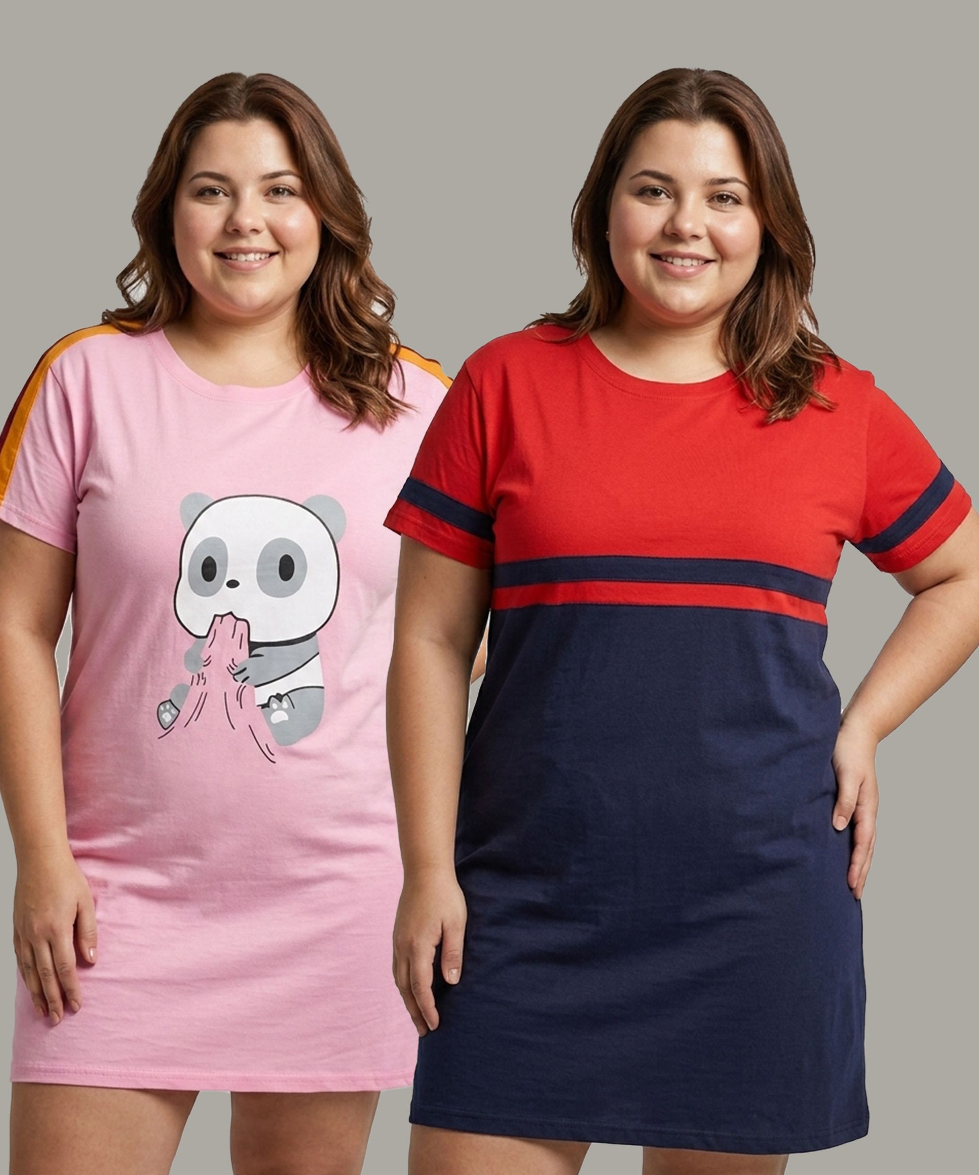 Pack of 2 Women Printed Round Neck Pure Cotton Multicolor T-Shirt-image-6