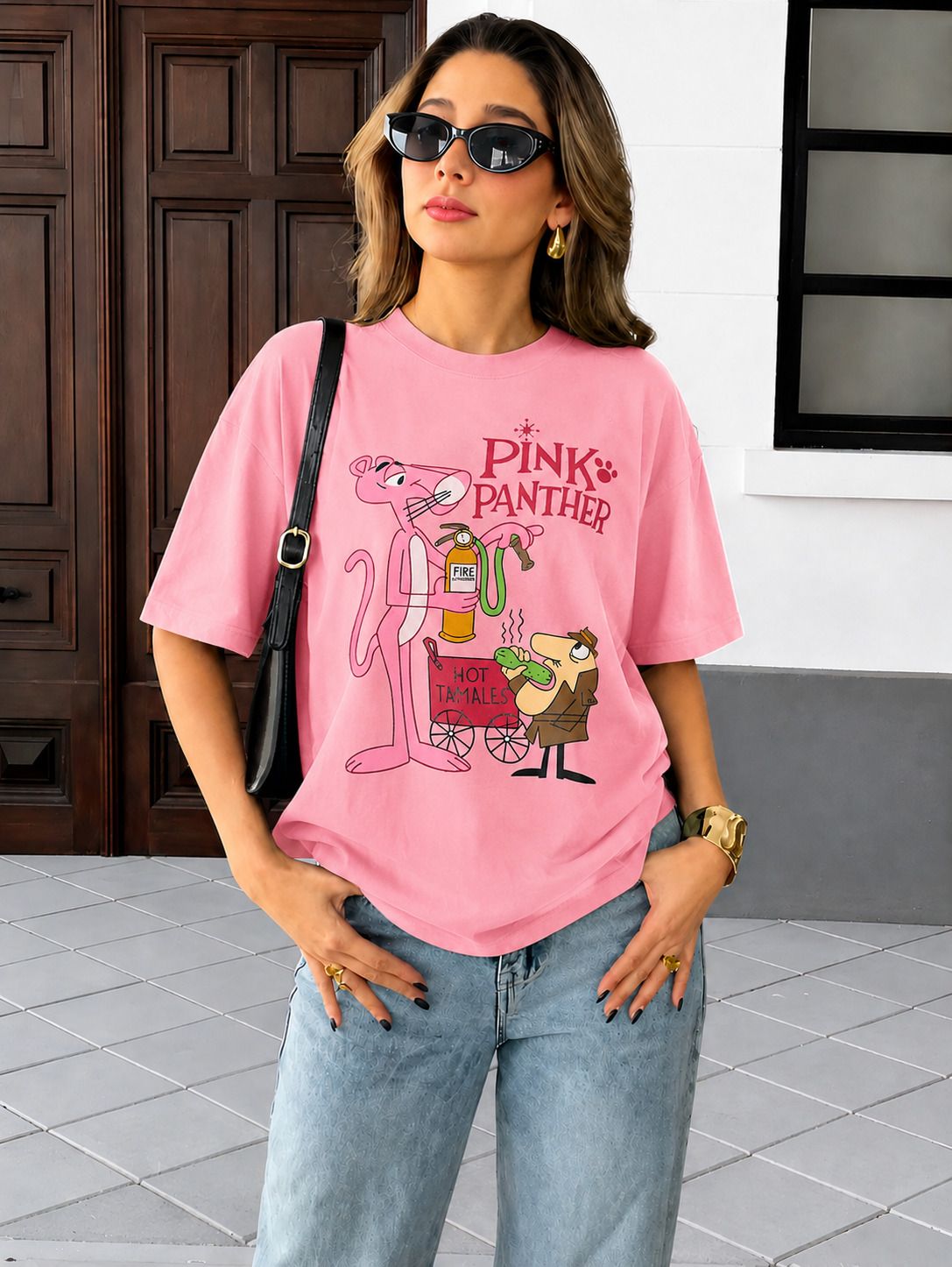 fabflee Women Printed Round Neck Cotton Blend Pink T-Shirt-picture-40