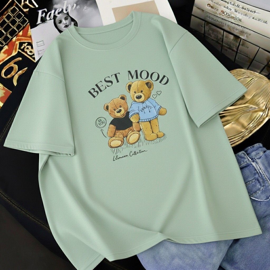 lcyflame Women Graphic Print Round Neck Cotton Blend Beige T-Shirt-picture-12