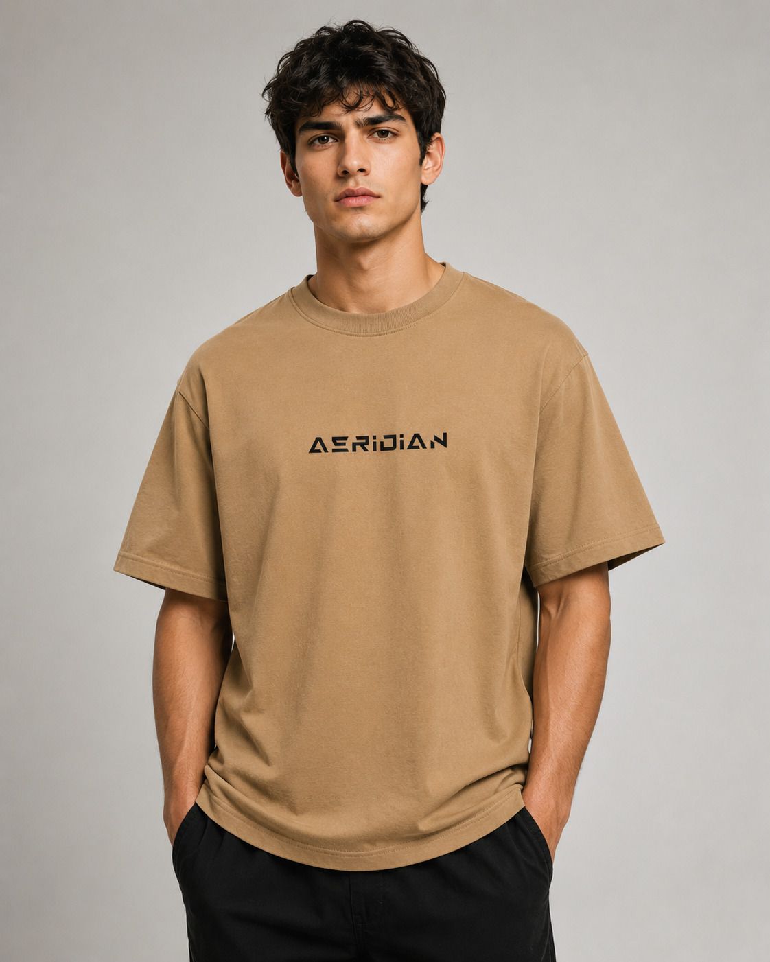 aeridian Men Printed Round Neck Pure Cotton Beige T-Shirt-picture-39