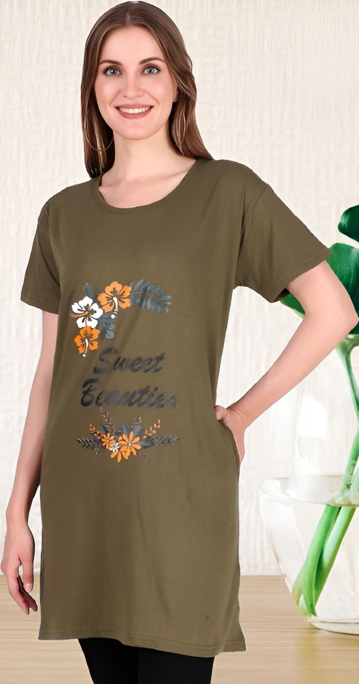 unbrako Women Floral Print, Typography, Printed Round Neck Reversible Cotton Blend Green T-Shirt-picture-43