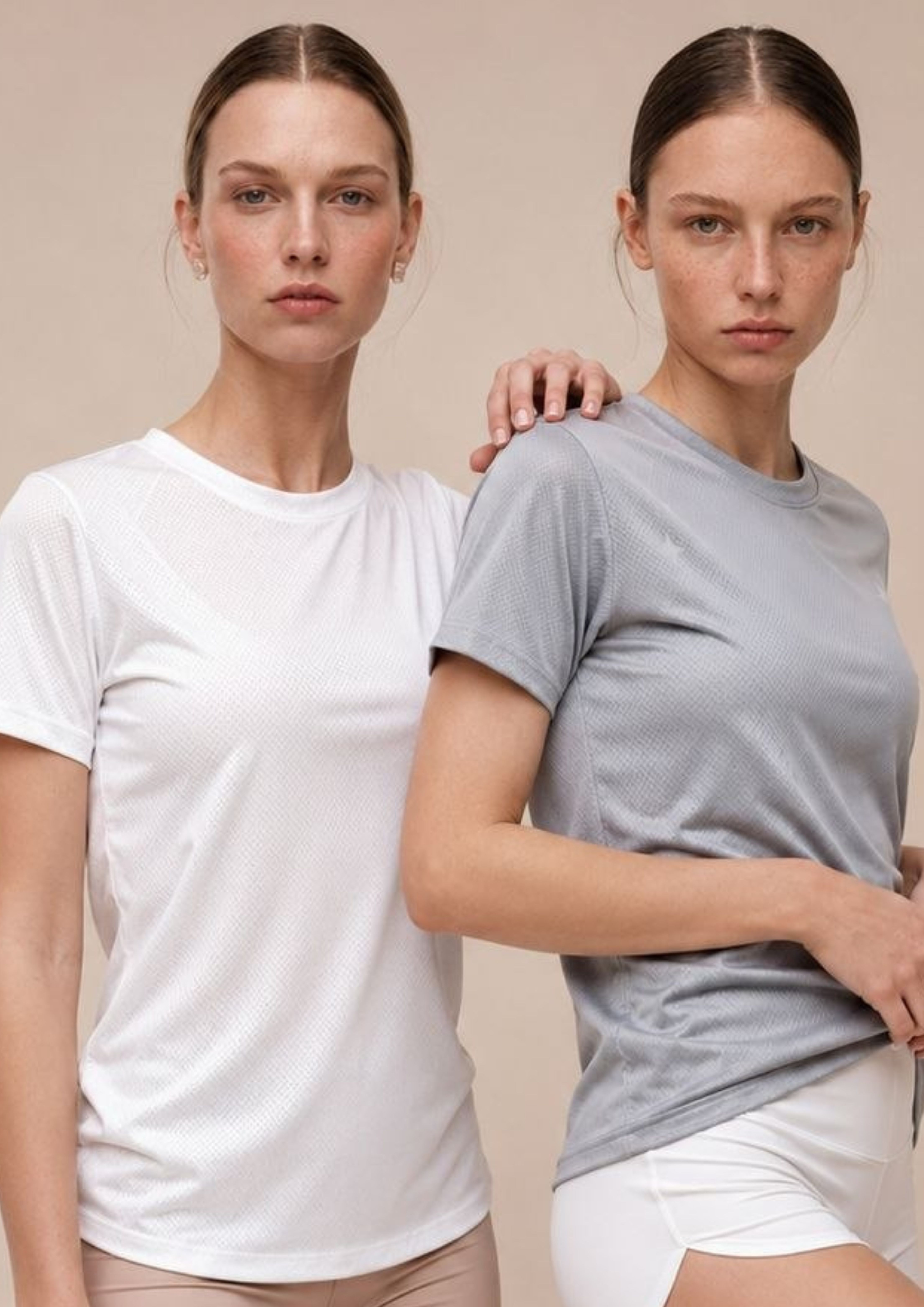 carlo magno Pack of 2 Women Solid Round Neck Polyester White, Grey T-Shirt-picture-41