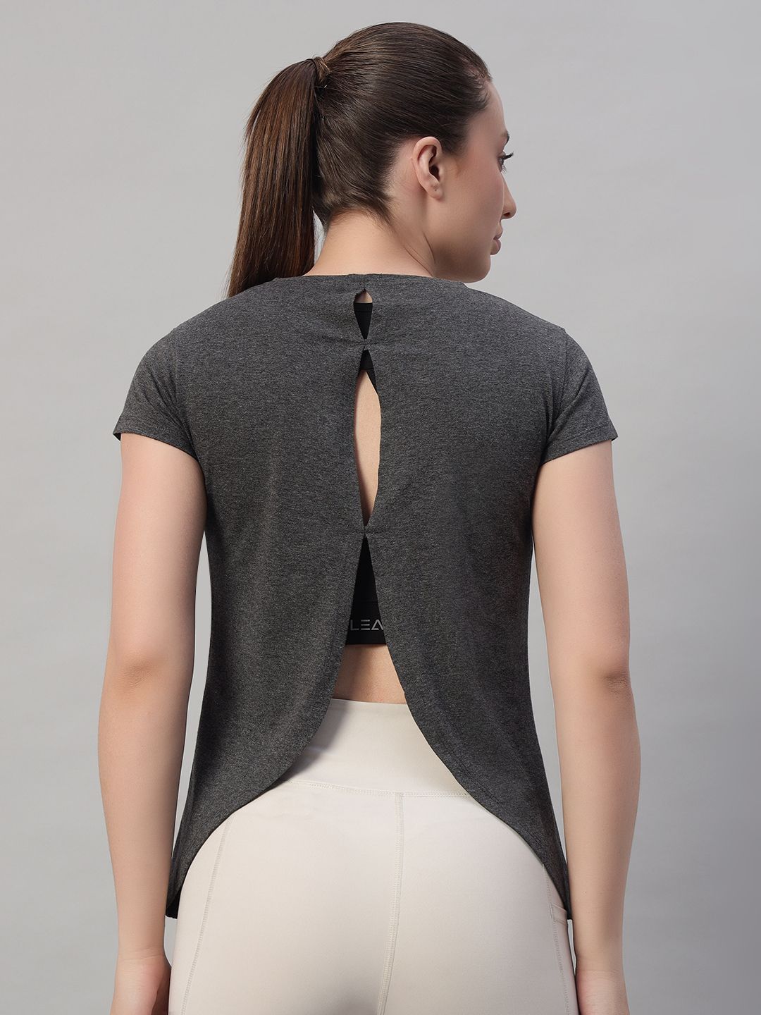 Women Solid Round Neck Pure Cotton Grey T-Shirt-image-20