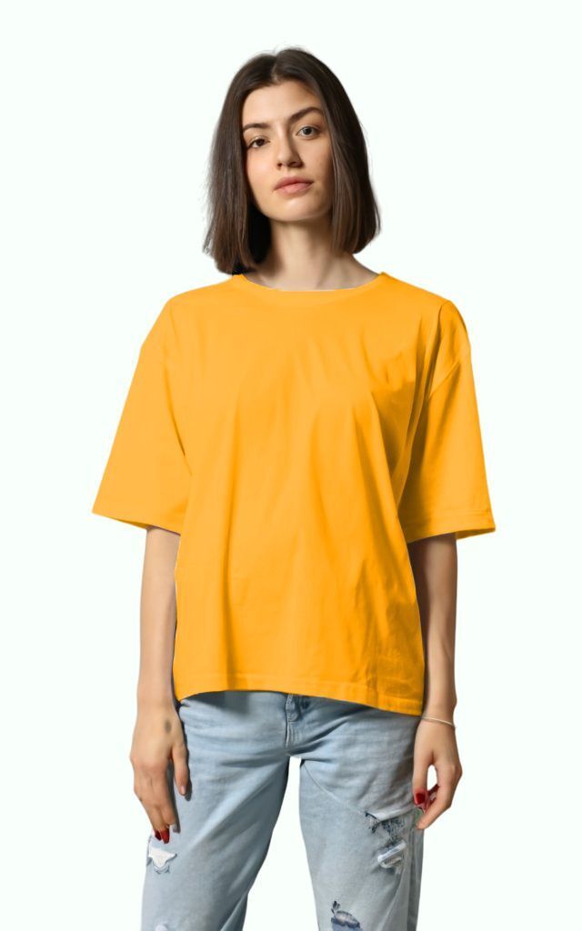 lcyflame Women Solid Round Neck Polycotton Yellow T-Shirt-picture-11