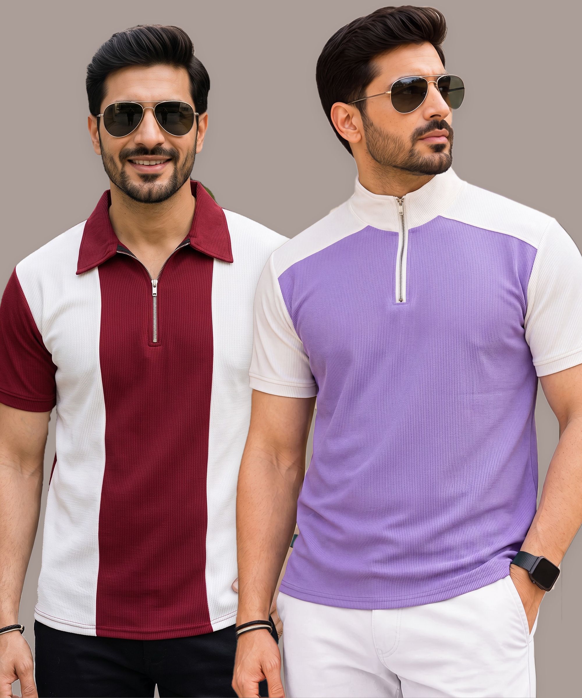 christy world Pack of 2 Men Solid Polo Neck Polycotton Multicolor T-Shirt-picture-23