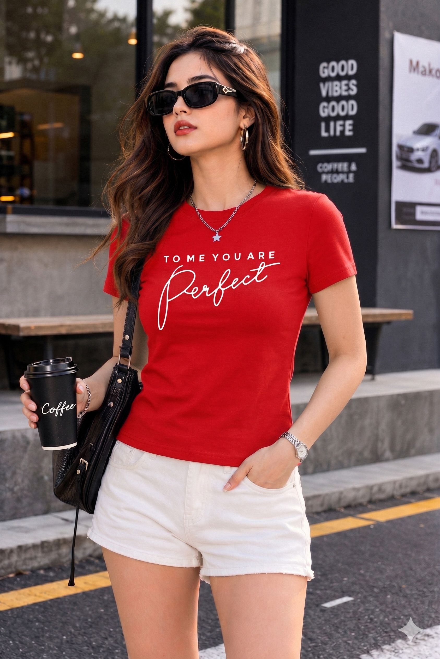 fabflee Women Solid Round Neck Cotton Blend Red T-Shirt-picture-35