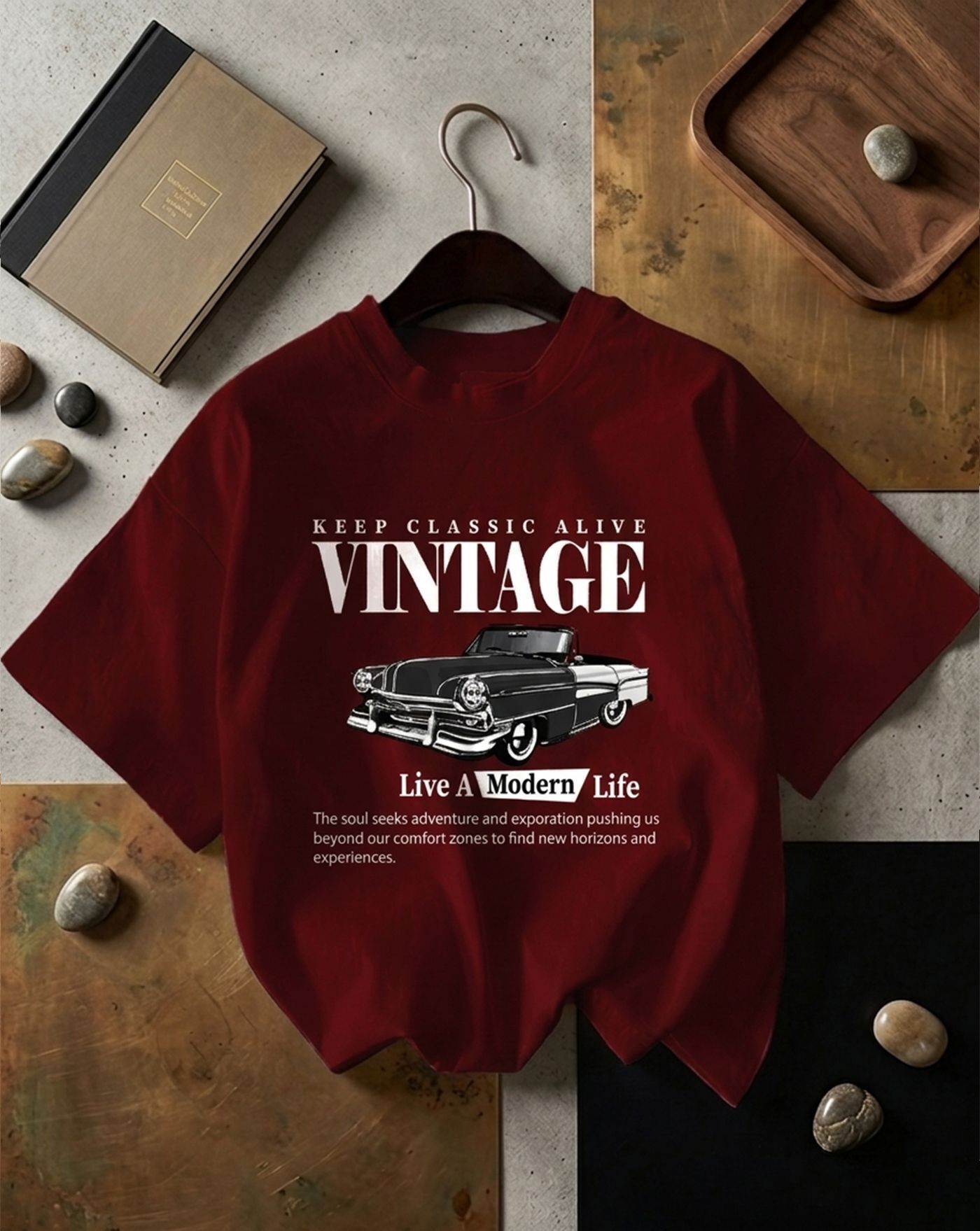 amarcom Women Graphic Print, Printed, Typography Round Neck Pure Cotton Maroon T-Shirt-picture-4