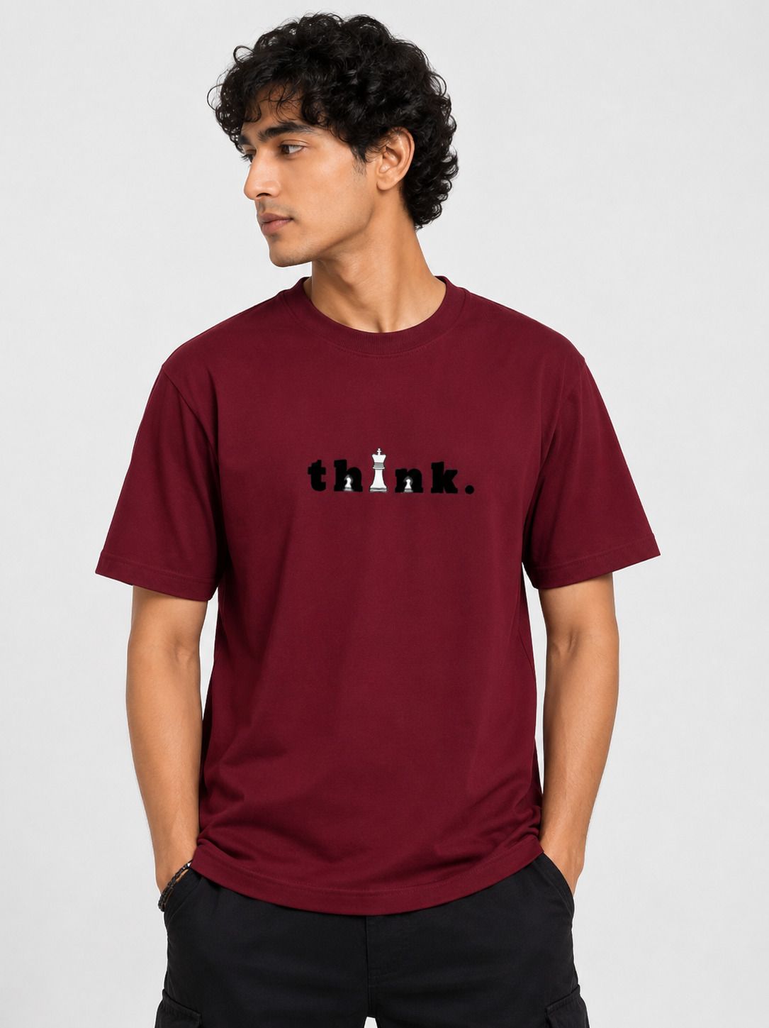life tees Men Graphic Print, Typography Round Neck Cotton Blend Maroon T-Shirt-picture-24