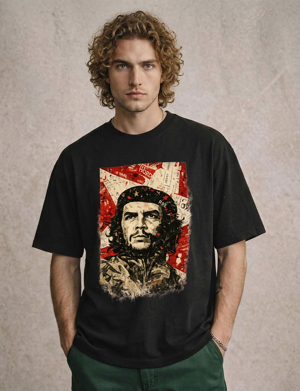 the south store Men Graphic Print, Typography Round Neck Pure Cotton Black T-Shirt-picture-17