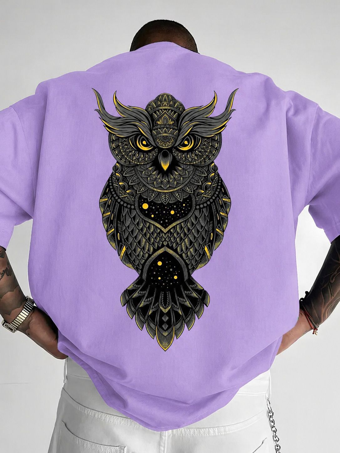 Men Printed Round Neck Cotton Blend Purple T-Shirt-image-22