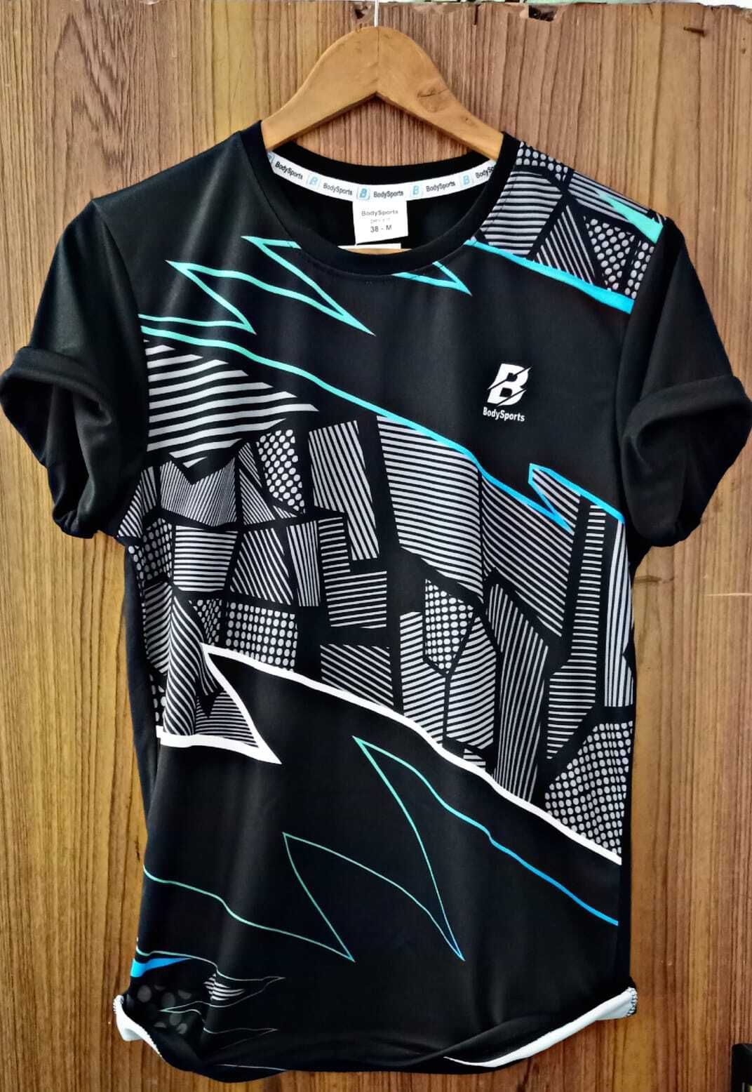Men Sporty Round Neck Polyester Black T-Shirt-image-44