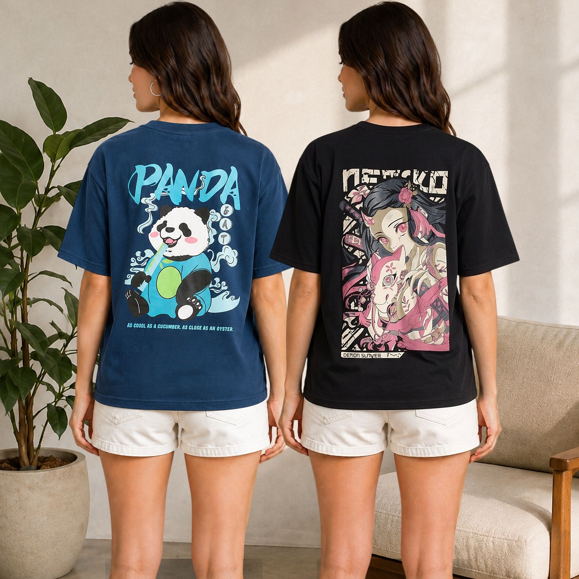 metronaut Pack of 2 Printed Women Round Neck Cotton Blend Multicolor T-Shirt-picture-15