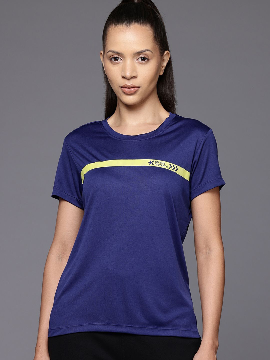 Women Solid Round Neck Polyester Blue T-Shirt-image-27