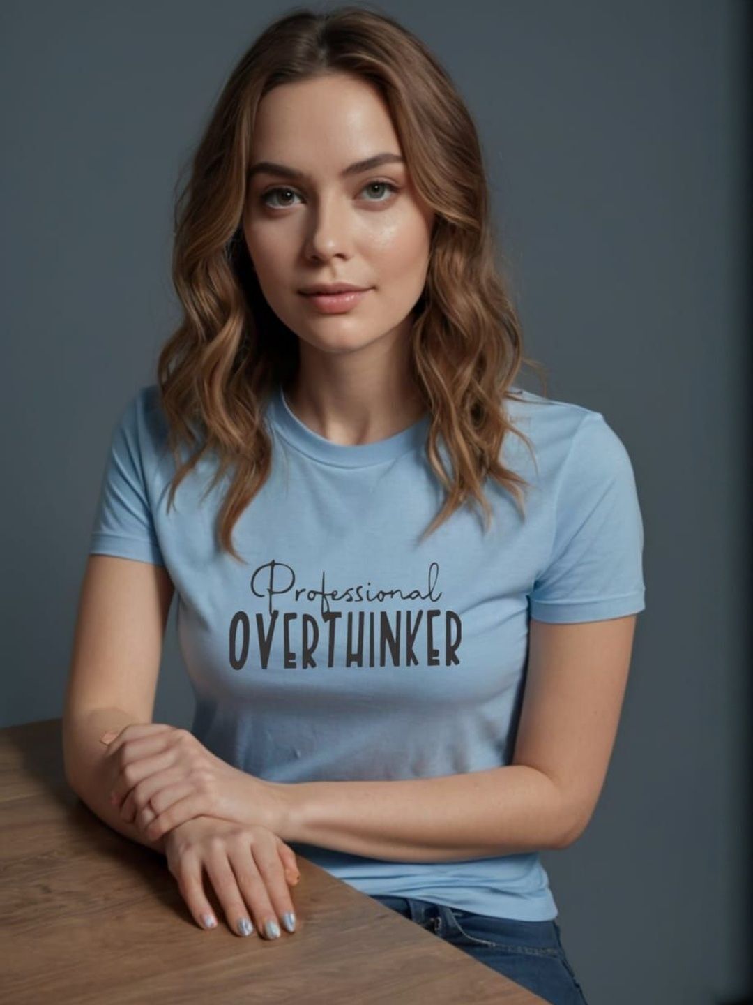Women Printed Round Neck Cotton Blend Blue T-Shirt-image-28
