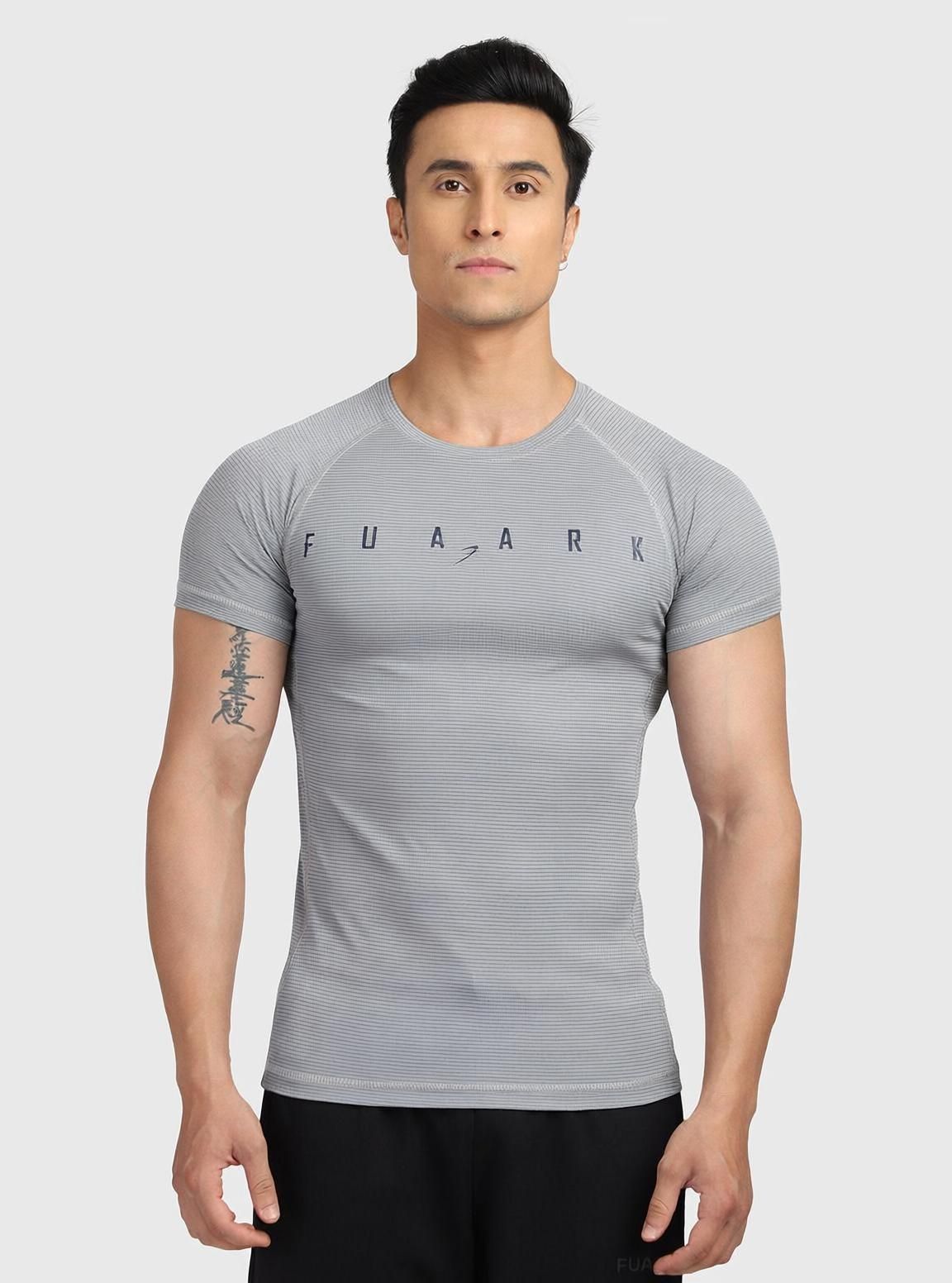 Men Typography Round Neck Polyester Grey T-Shirt-image-35